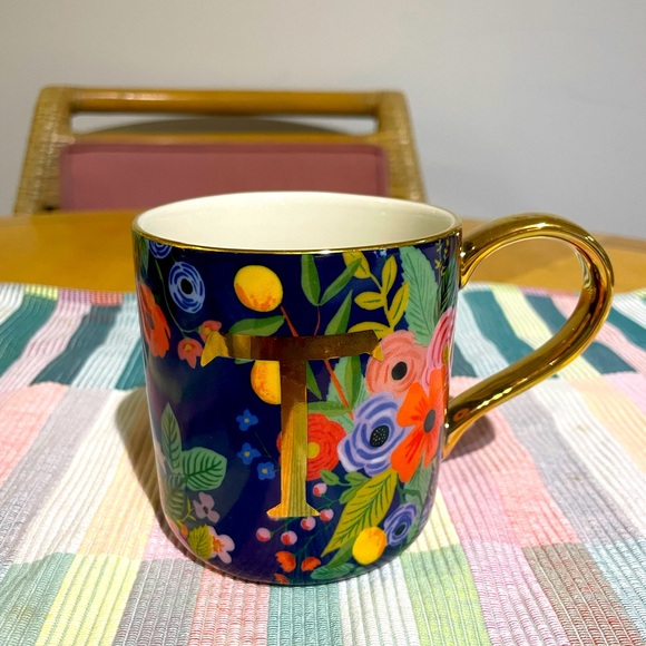 NWOT Rifle Paper Co x Anthropologie monogram mug - Picture 3 of 4